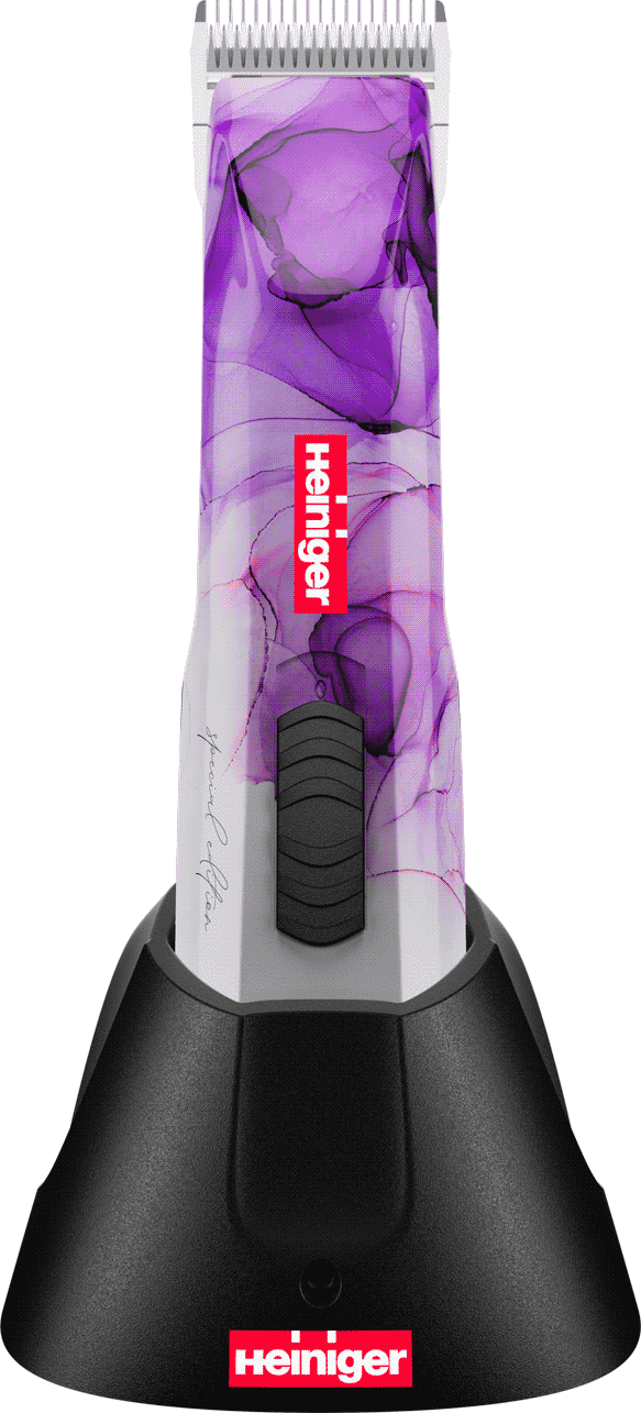 lila Heiniger Opal Special Edition trimmauskone valkoisella taustalla