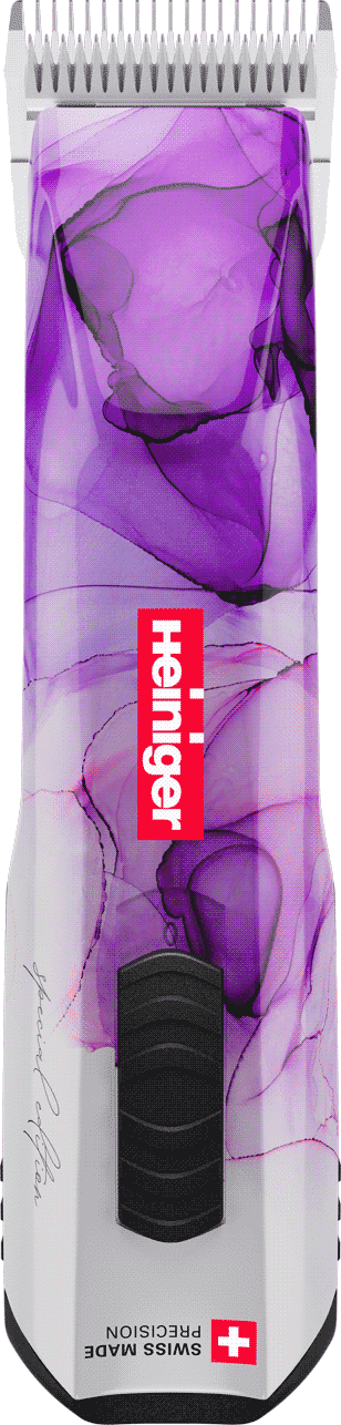 lila Heiniger Opal Special Edition trimmauskone valkoisella taustalla