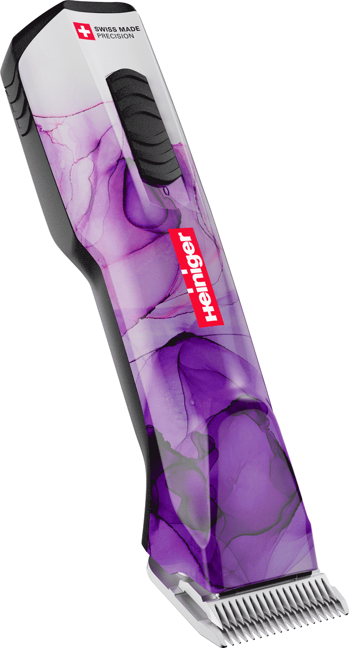 lila Heiniger Opal Special Edition trimmauskone valkoisella taustalla