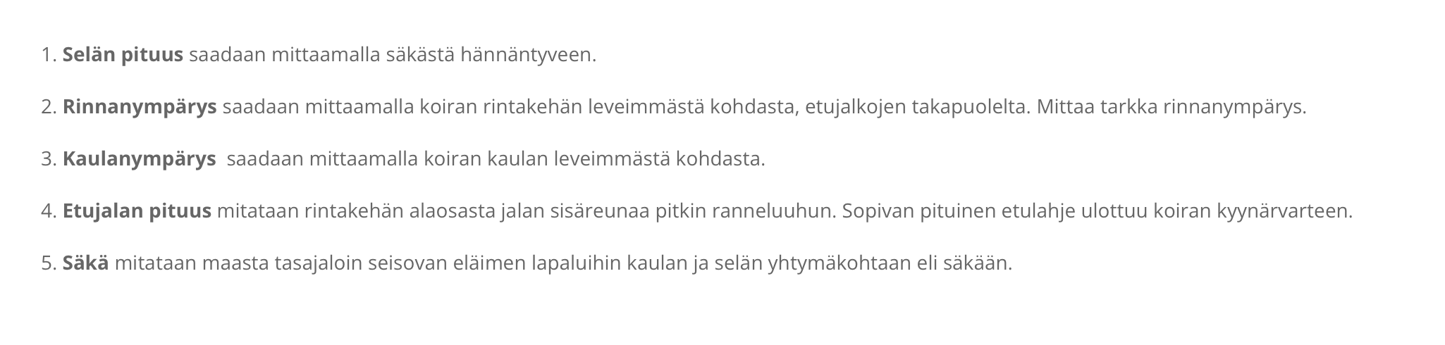 mittausohjeet koiran janutex haalarin mittaamiseen